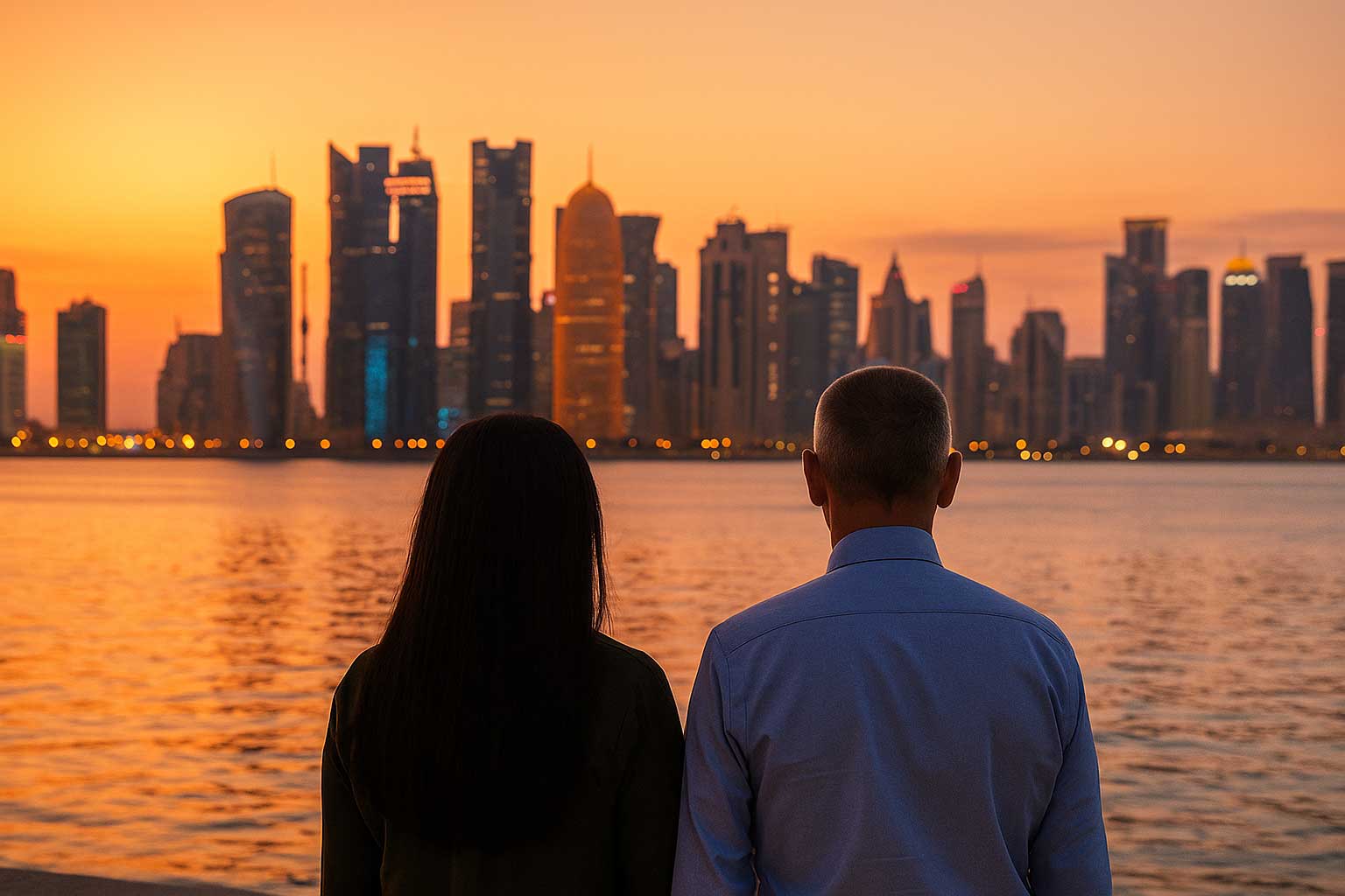 Couple Viewing Gulf Skyline